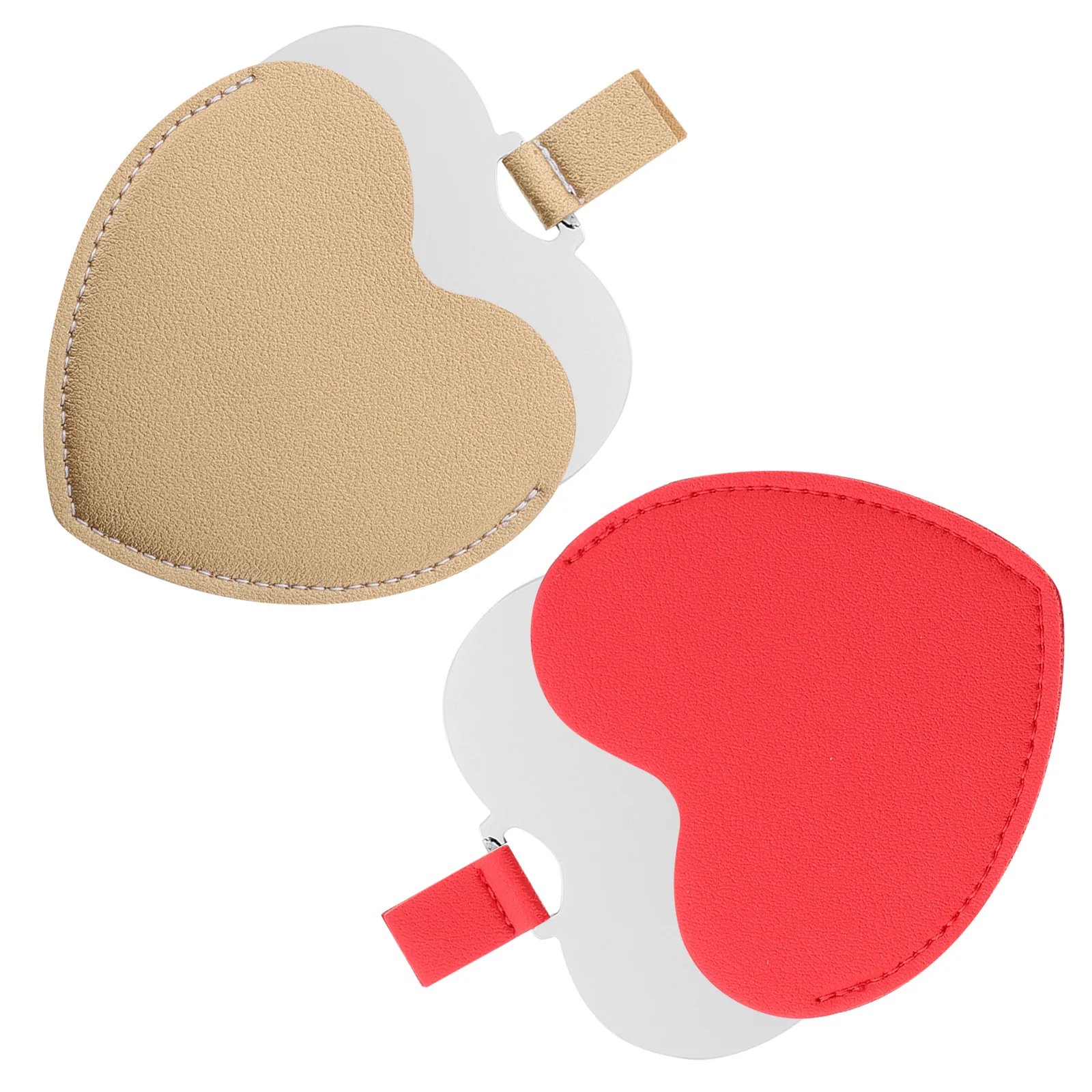 

2pcs Shaped Stainless Steel Makeup Heart Vanity Mirror Portable Small H Mirror for Travel Office
