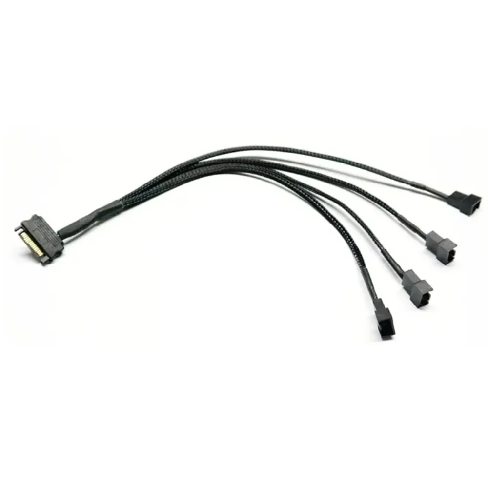 12V SATA Powered 26cm PWM 4Pin Fan Splitter 1 To 1/2/3/4/5 Y-Splitter Extension for CPU Desktop PC Case Cooling DIY Accessories