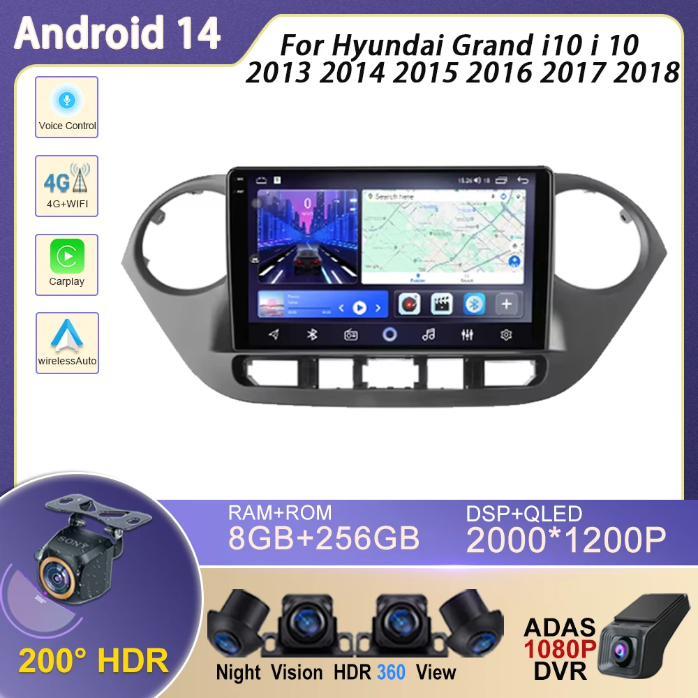 

Car Radio For Hyundai Grand i10 i 10 2013 2014 2015 2016 2017 2018 Multimedia Video Player GPS Navigation Android Auto 4G WIFI