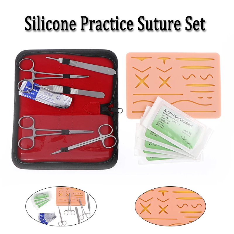 Skin Suture Practice Silicone Pad With Wound Simulated Training Teaching Kit Surgical Training Set with Suture Needle