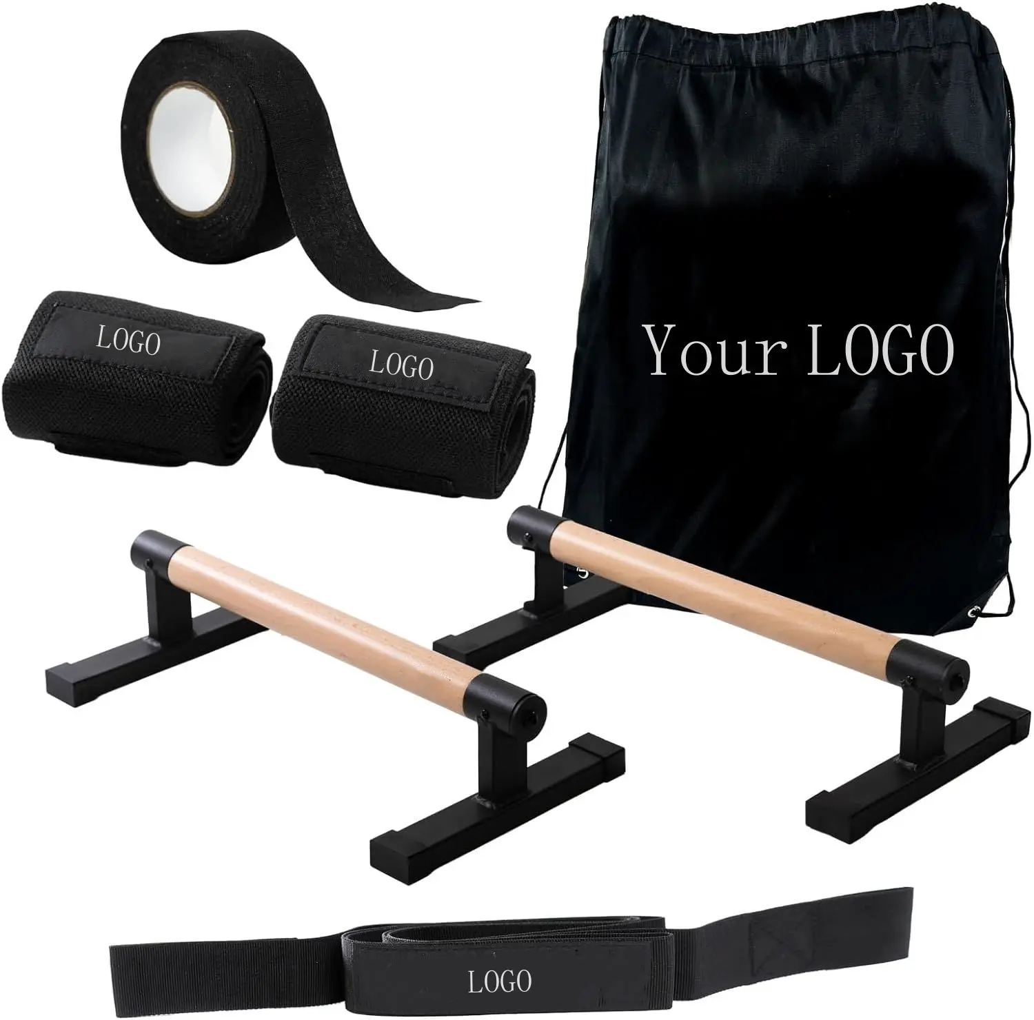 portable-lightweight-high-quality-durable-eco-friendly-beech-wood-parallel-push-up-dip-stand-adjustable-steel-gymnastic-home-use