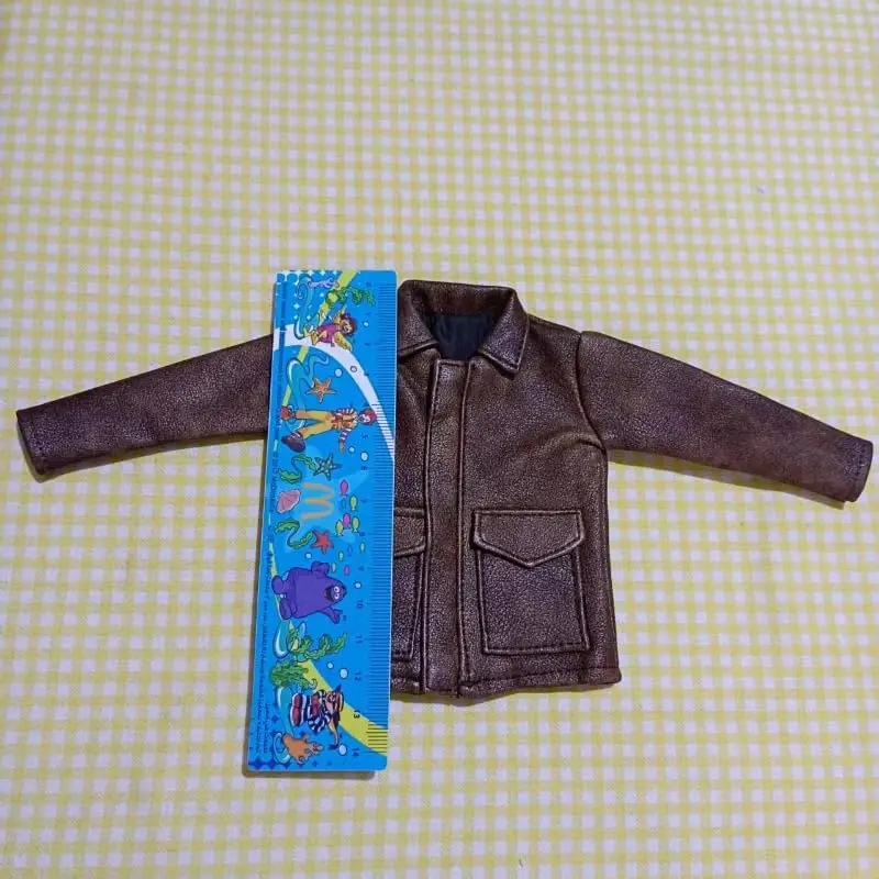 Modelo de jaqueta de couro PU marrom soldado masculino 1/6 para figuras de ação de 12''