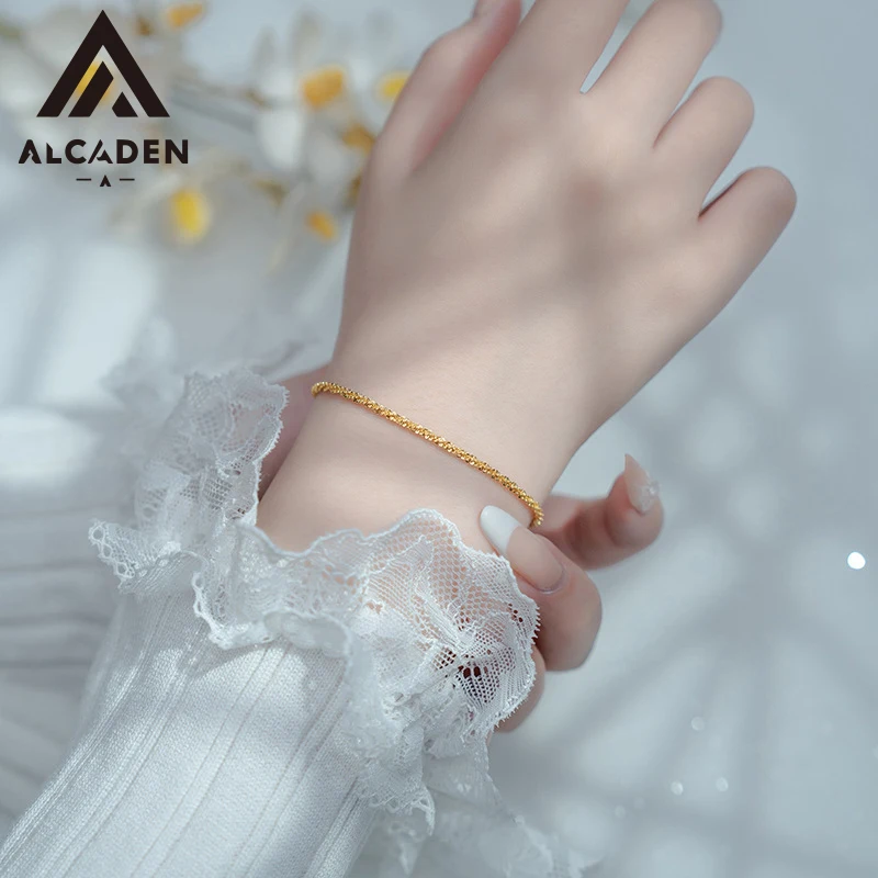 

S925 Sterling Silver Shiny Starry Chain Bracelet Dainty Thin Sparkling Bracelets For Women Daily Jewelry Gift