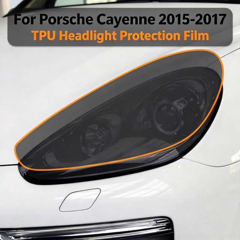 For Porsche Cayenne 2015-2017 Pre-cut TPU Car Headlight Film Clear Smoked Glossy Protection Film PPF Anti-scratch Sticker