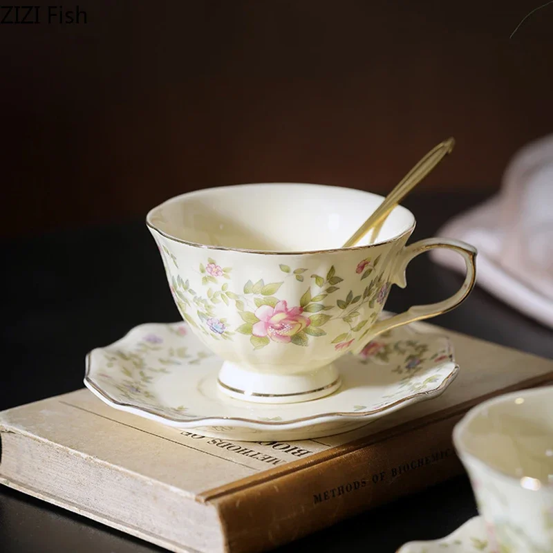 Gold-plated Classical Ceramic Cup&saucer Mugs Dining Table Coffee Mug Milk Cups Afternoon Tea Teacup Fruits Juice Container