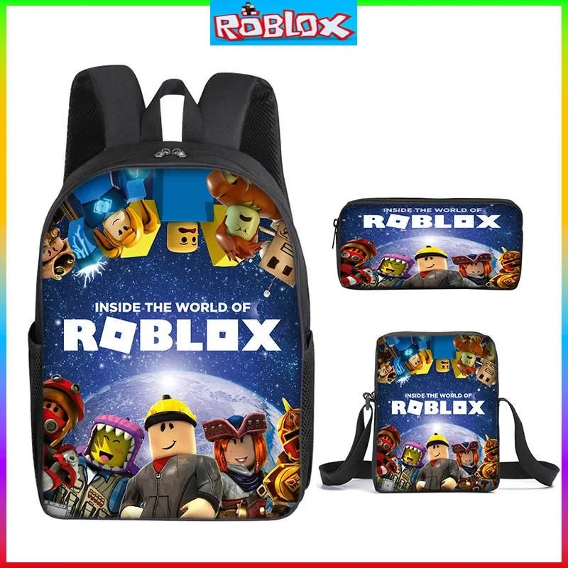 3PC-SET 3D Printing Roblox Game Surrounding Primary and Secondary School Students Anime Cartoon Mochila Sports Plush Backpacks