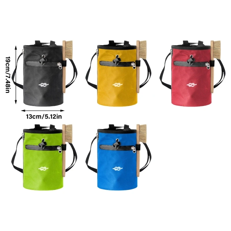 Rock Climbing & Bouldering Chalk Bag Climbing Chalk Bag Adjustable Waist Bag Strap Zippers Storage Pocket & Brush Holder