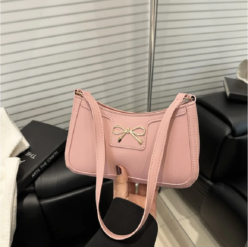 Bow Decoration Purse Elegant Ladies Shoulder Bag Pu Leather Handbag Stylish Fashion Crossbody Bag For Special Occasions Shopping