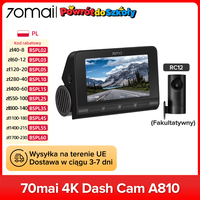 70mai 4K Dash Cam A810 150°FOV 3840*2160 HDR 60FPS AI Motion Detection ADAS Built-in GPS Auto Car DVR A810 Ship from EU