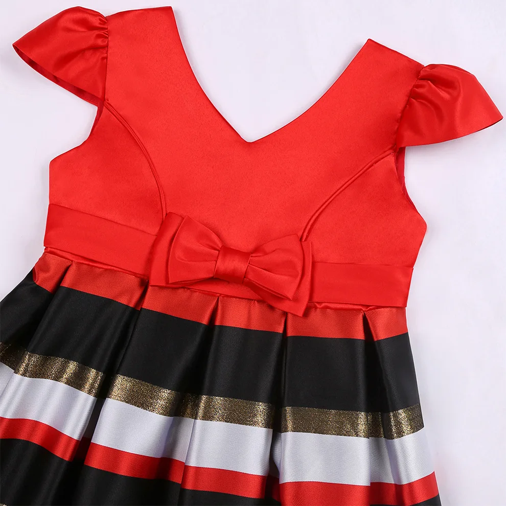 Children Holiday Dresses Girl Print International  Dress for Girls Red Clothes