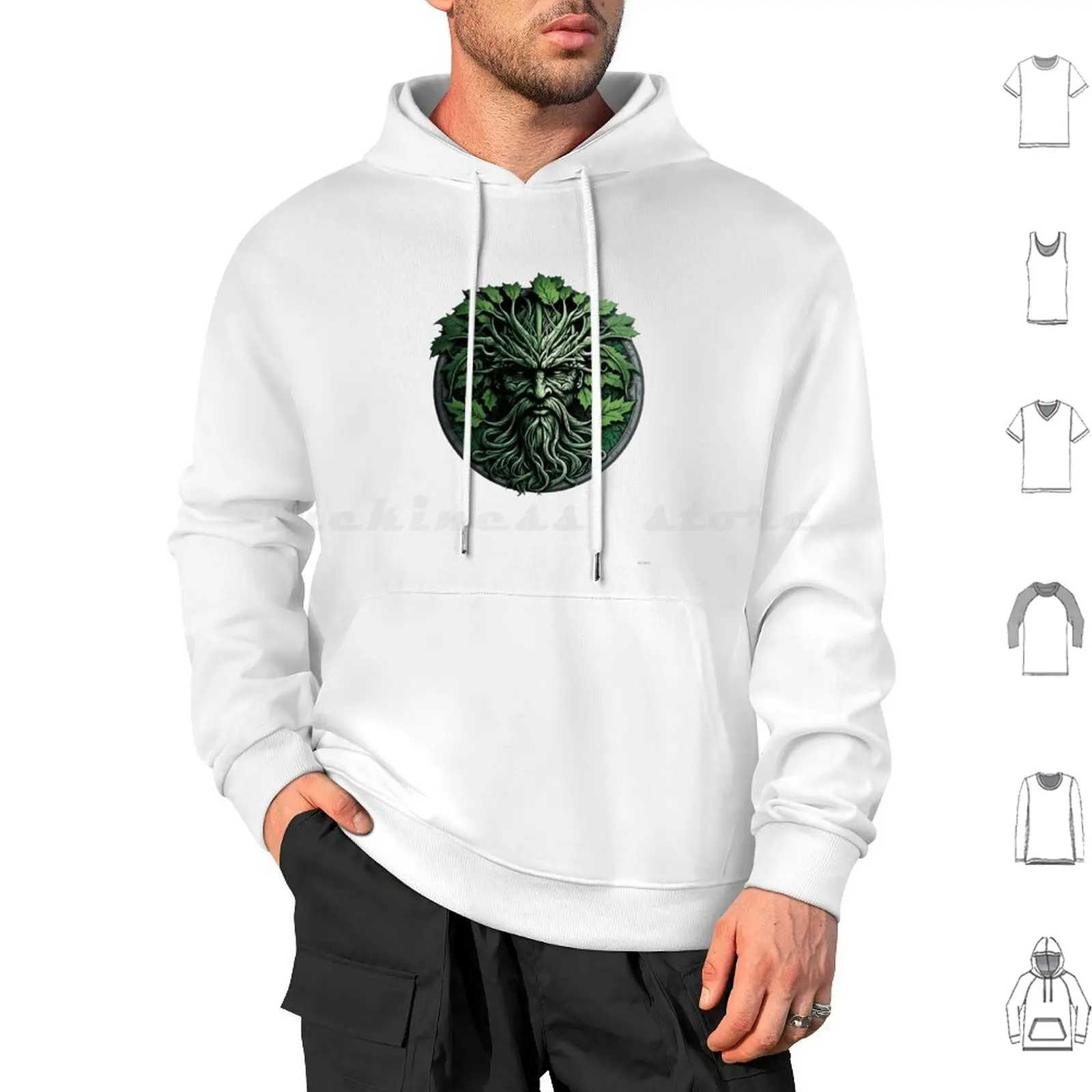 Druida, sudaderas con capucha de hombre verde, manga larga, Druida, hombre verde, naturaleza pagana, símbolo del bosque, solsticio, celt, Wicca, folclore, Gaelic