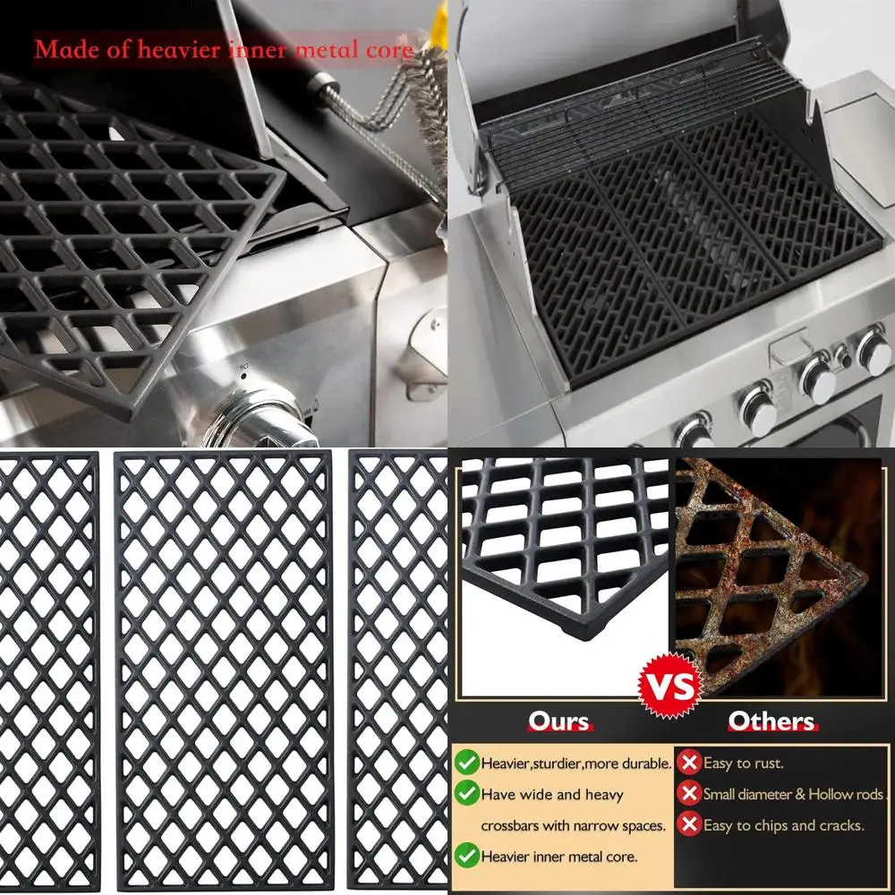 

3-Pack Cast Iron Cooking Grids for Members Mark 5 Burner Gas Grill GR2210601-MM-00, Sam's Club Grill Grate Replacement