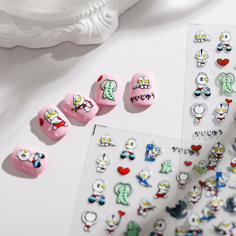 Hero Chibi Cute Monster Japanese Anime Nail Sticker Cute Creative Nail Art Waterproof Self Adhesive Nails Supplies Nail Tips