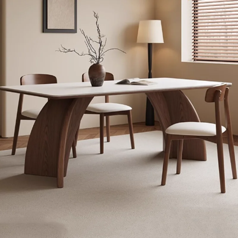 طاولة طعام مستطيلة حديثة الشمال الخشب الفاخرة طاولة طعام منزلية العصور القديمة نمط Mesas Plegables Portatil أثاث غرفة المعيشة #4