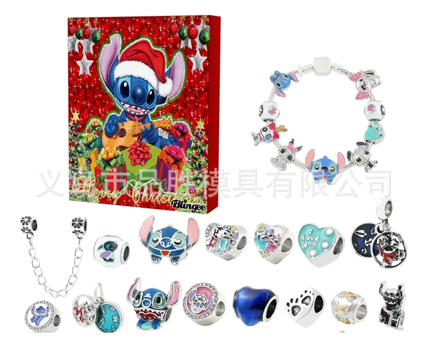 Cartoon Lilo & Stitch Jewelry Blind Box Christmas Advent Countdown Calendar Xmas Countdown Calendar Jewelry Making Decorations