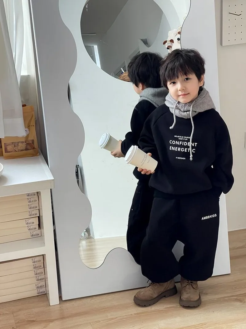 RAISE Winter-Set für Teenager-Jungen, 2-teiliges Kleidungsset, Sweatshirt mit Buchstabenmuster und Fleece-Unterhose, warmes, dickes Kinder-Outfit für Jungen. – Detail 28