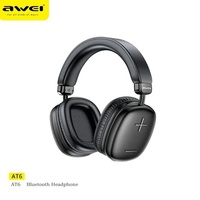 V5.3 Awei AT6 Long Battery Life Sports Headset Wireless Bluetooth Headphones 300mAh 40MM Horn Stereo Sound Eearphones With Mic