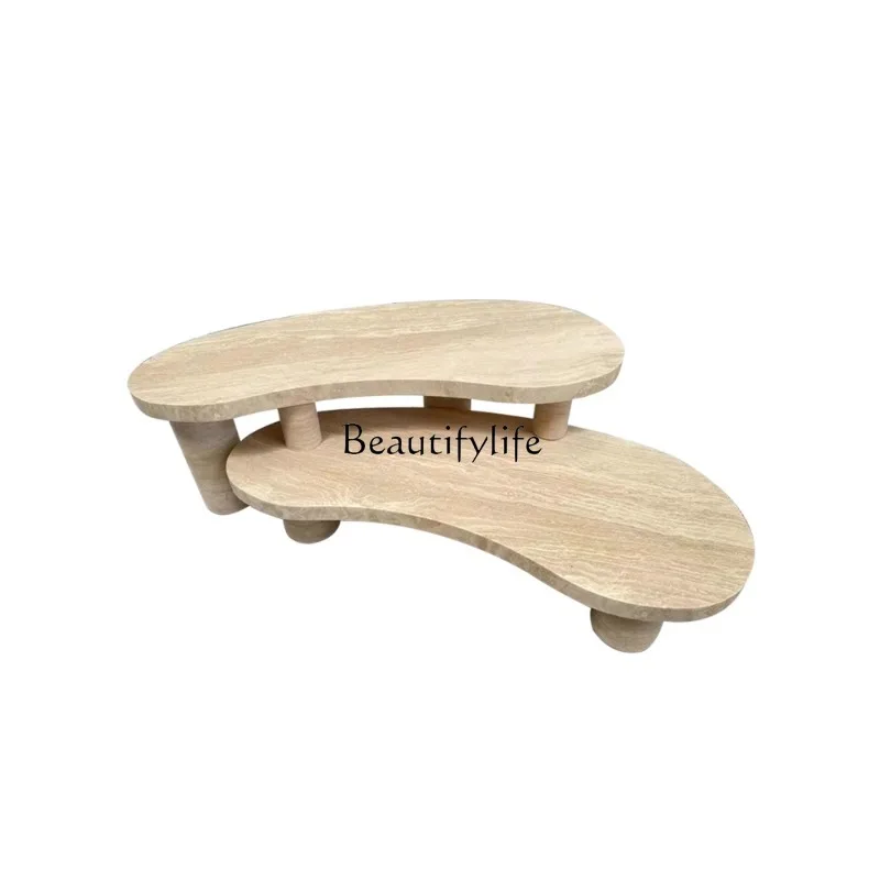 

Natural Marble Cave Stone Table Side Table European and American Shaped Dining Table