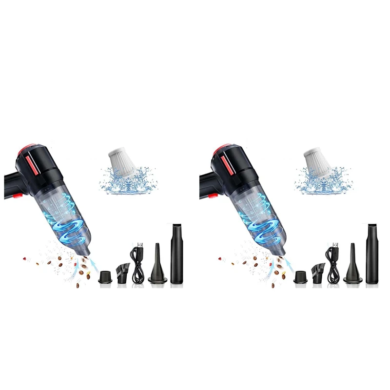 

2X Compressed Air Duster Rechargeable Mini Vacuum Cleaner , 6000 PA, Dust Off For Computer, Keyboard ,Laptop,Car Cleaner