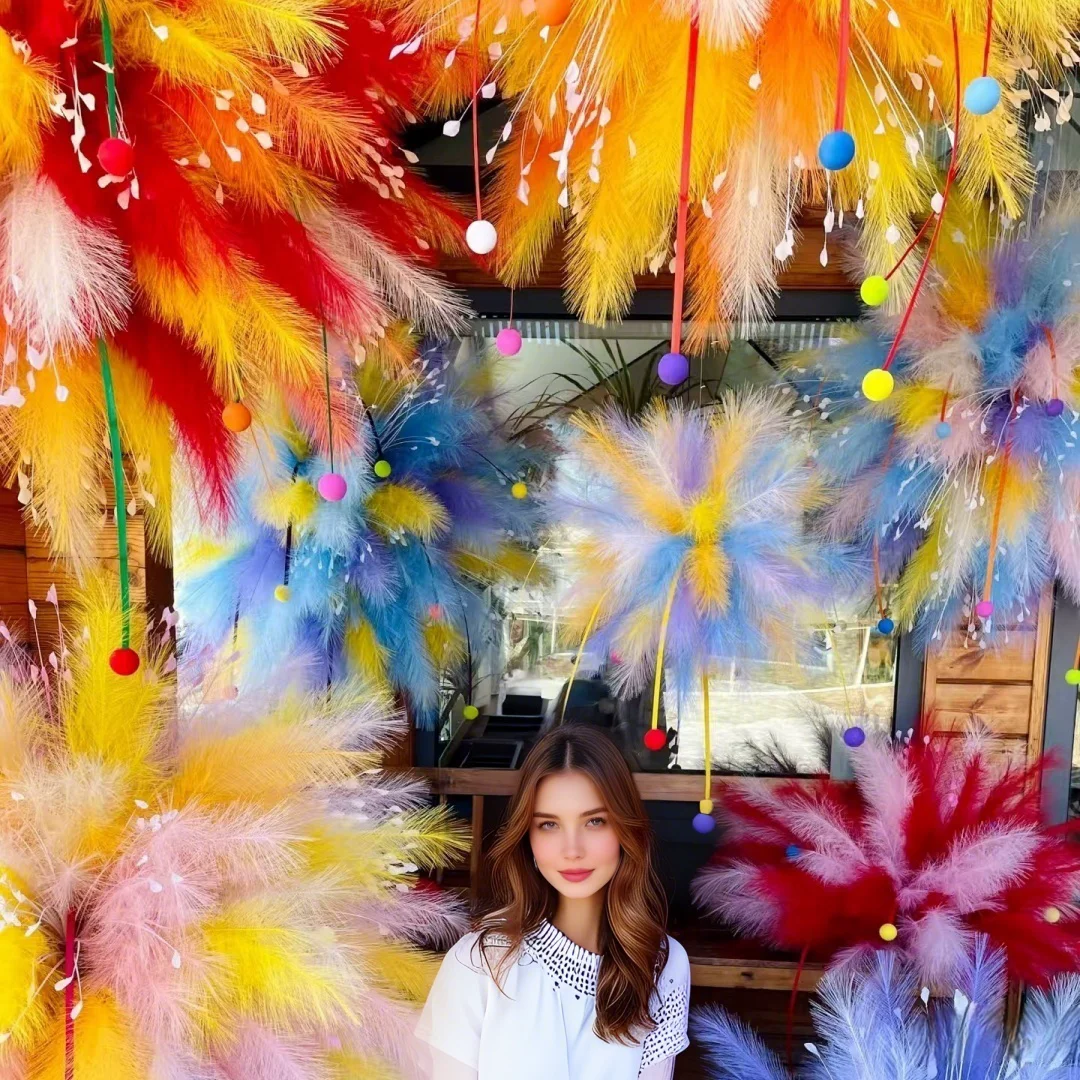 

70Pcs Valentine's Day Artificial Gradient Colors Pampas Grass Wedding Atmosphere photography styling window decoration indoor