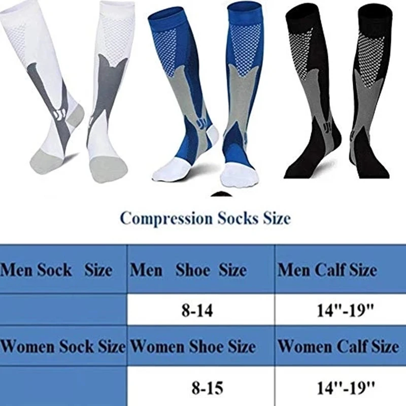 Compression Nylon Sports Stockings Diverse Styles Moisture Wicking Relieve Calf Fatigue Compression Socks Unisex 15-20 mmHg