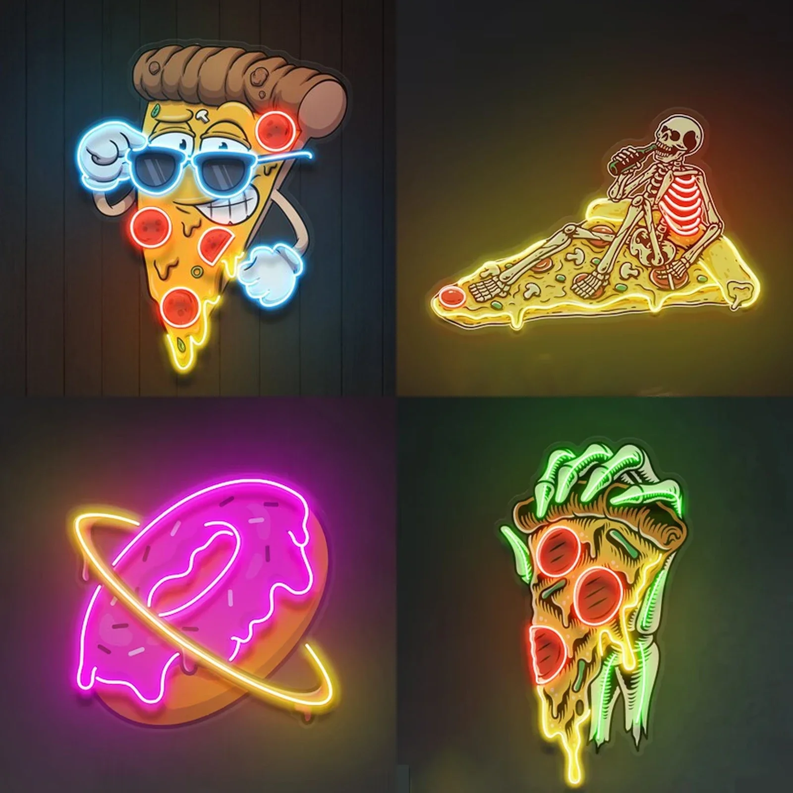 pizza neon led light sign donut dimming art night lamp custom para pizza store decor decoracao neon design 01