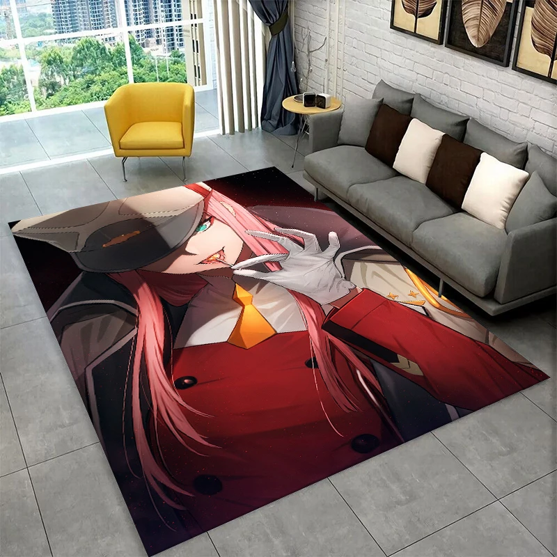 

Коврик с изображением сексуальной девушки Zero Two из DARLING in the FRANXX, для спальни, гостиной, дивана, прихожей, домашнего декора, детский коврик, нескользящий