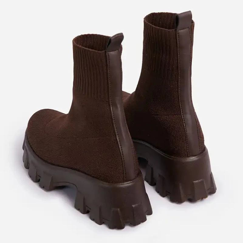 Zimowe damskie botki Wiosenne antypoślizgowe botki na obcasie Modne eleganckie buty damskie Botki na platformie Botki na obcasie Botas Mujer