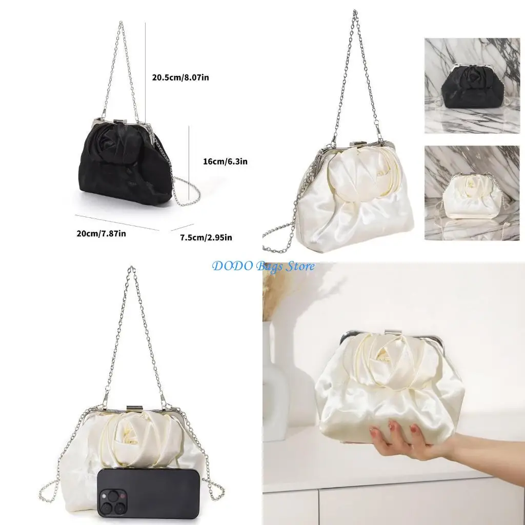 

Элегантная розовая цветочная сцепление вечерняя сумка для женщин на плечо сумку с кросс -кузовом свадебная вечеринка аксессуар