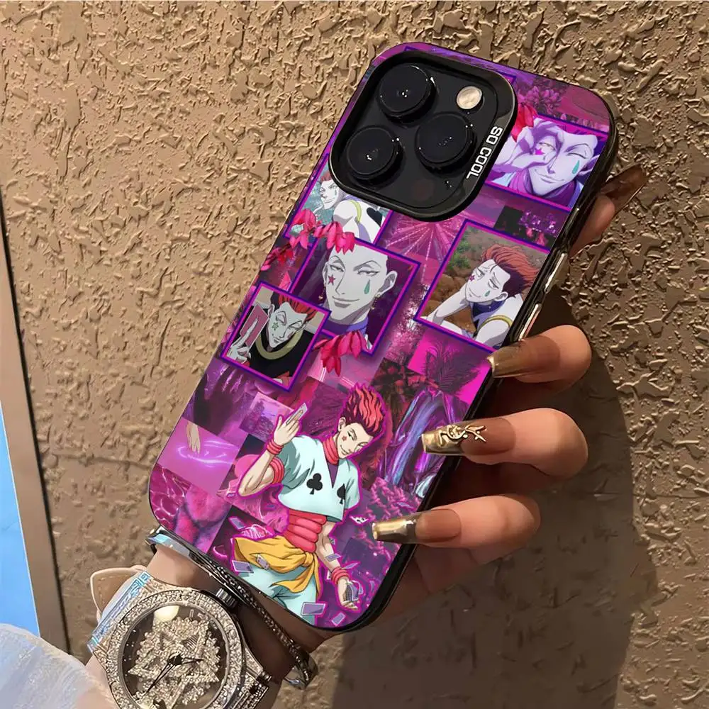 حافظة هاتف أنيمي H-Hisoka M-Morow لهواتف iPhone 17,16,15,14,13,12,X,8,Pro,Max,Plus,E,SE4,Air,Mini IMD أسود غير لامع