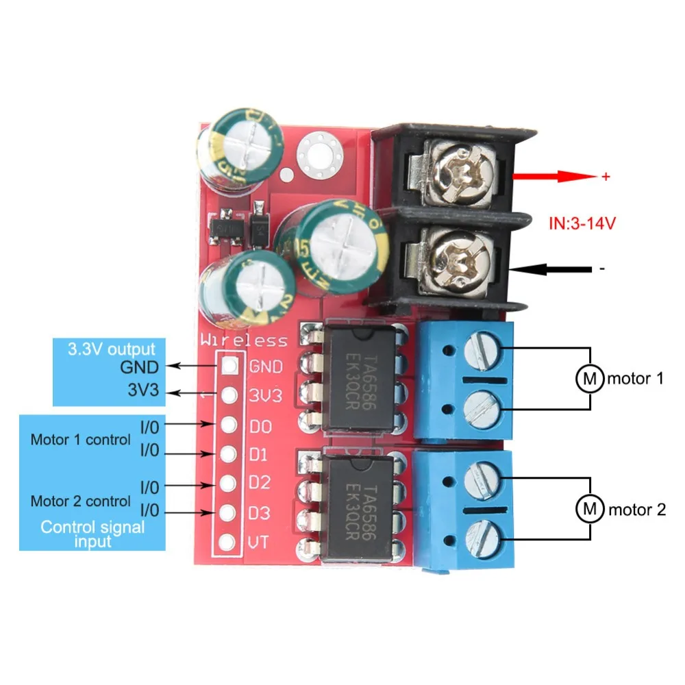 2Pcs 5A Motor Drive Module Dual Channel H Bridge Module DC Motor Drive PWM Regulation 3~14V PWM Drive Module