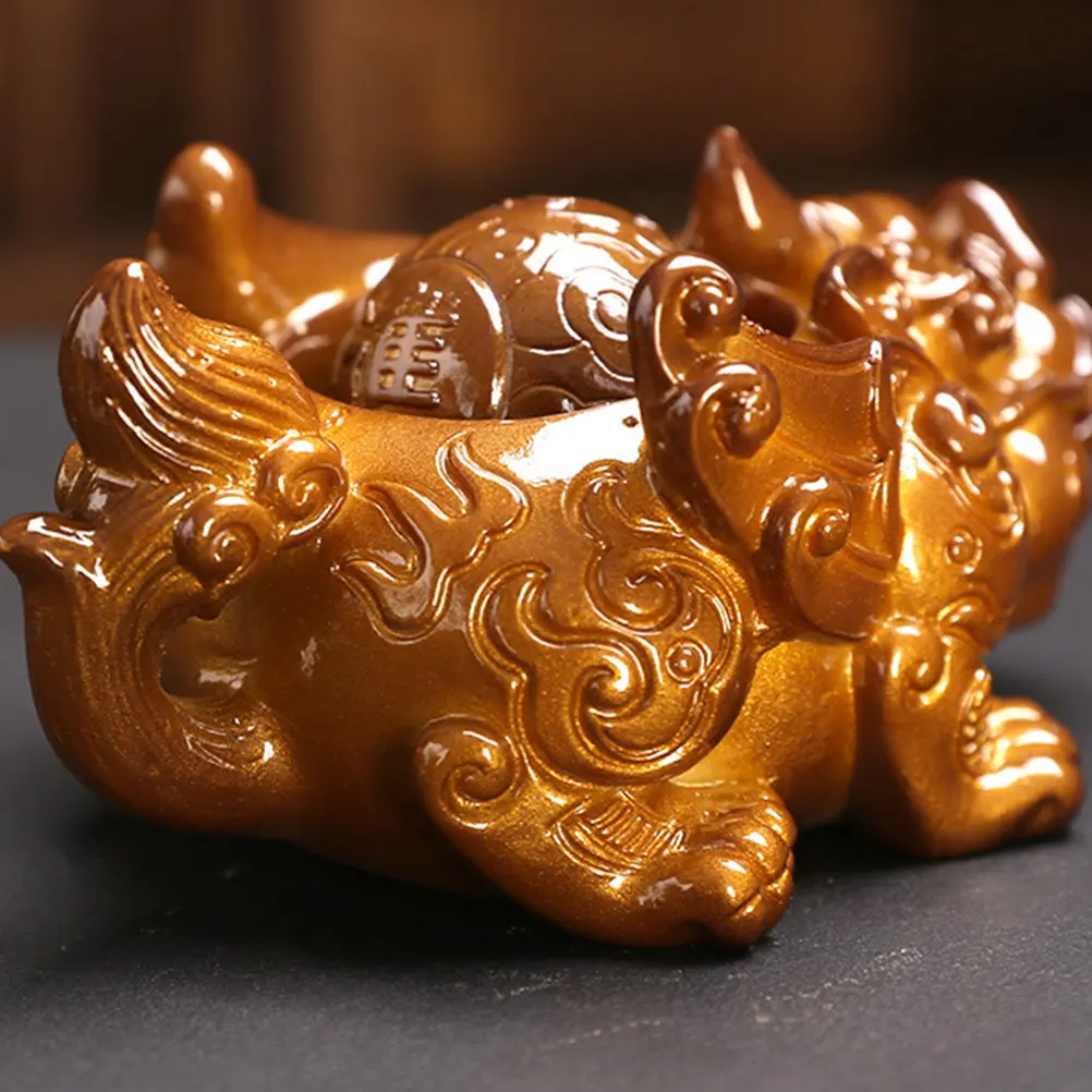 Resin Ancient Animal Color Change Kungfu Tea Pet Wealth Adornment Exquisite Decor Unique Chic Modeling Premium Resin