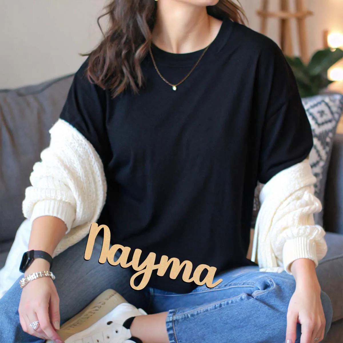 1pc NEW Nayma example Custom Text Wood Material Laser-Cut Sign Wooden Sign Wall Mounted Decorative Plaque for Bedroom