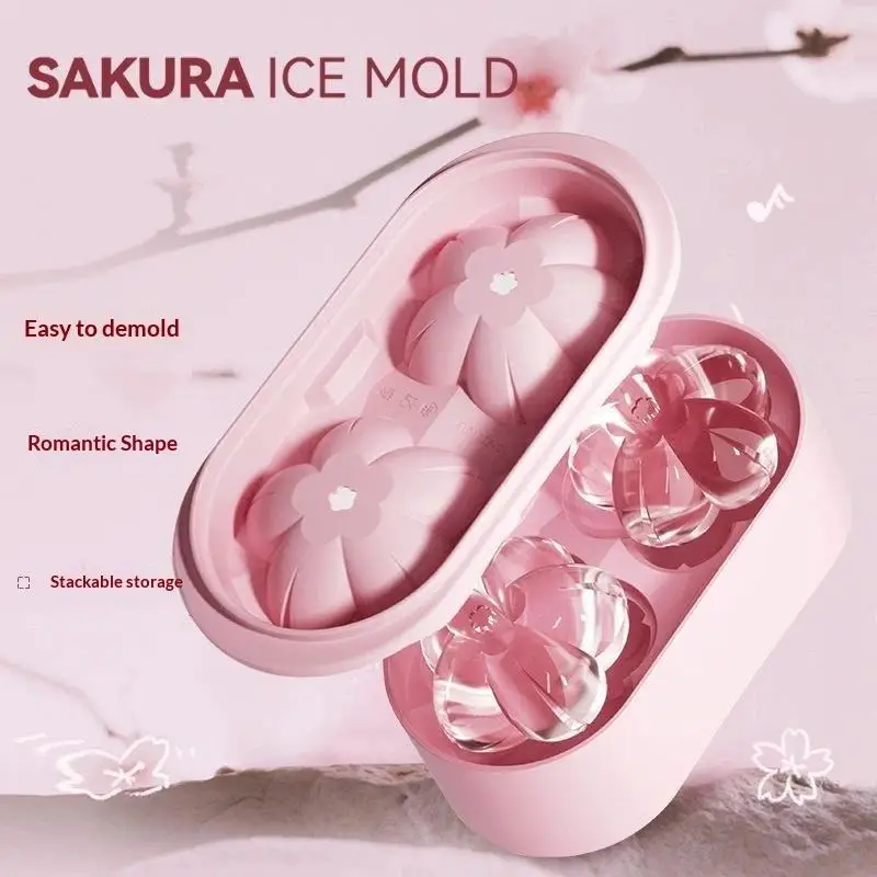 Ice Maker Flower Ice Mold Food Grade Material 3D Appearance PP Mold Easy Demolding Cherry Blossom Creative Household Ice Mold