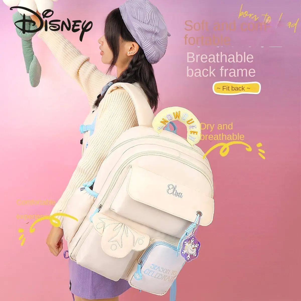 Disney-Sac à dos pour étudiants, sac à dos pour filles, populaire, petit, frais, solide, document, grande capacité, nouvelle mode, haute qualité