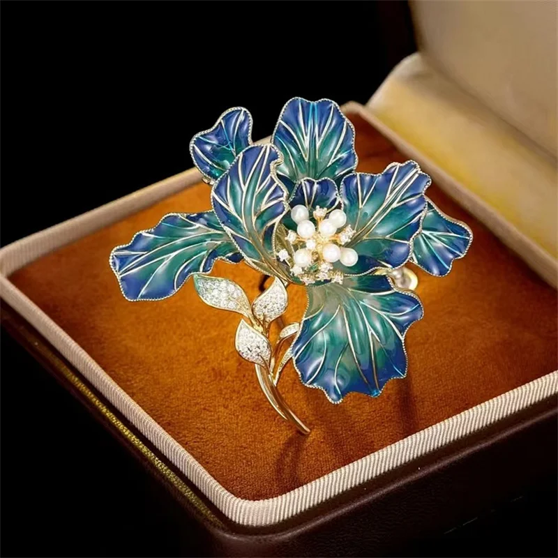 

Fashion Chinese Style Peony Flower Brooch for Women Delicate Multi-Color Rhinestone Blossoming Fortune Vacation Party Jewelry