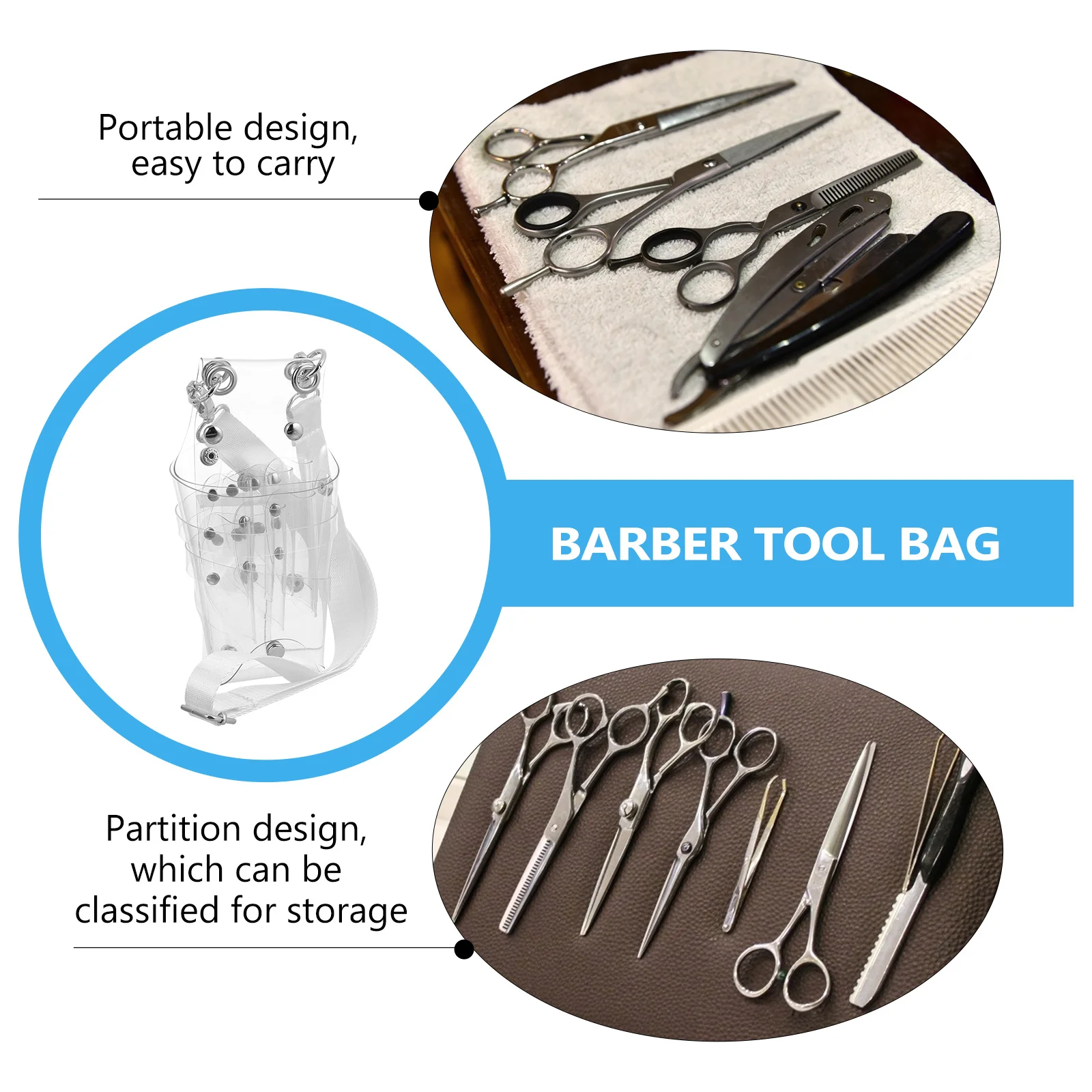 

Barber Scissors Bag High-Grade Pvc Durable Hairdressing Tool Holder Detachable Clip For Salon Home Use Scissors Waist Bag
