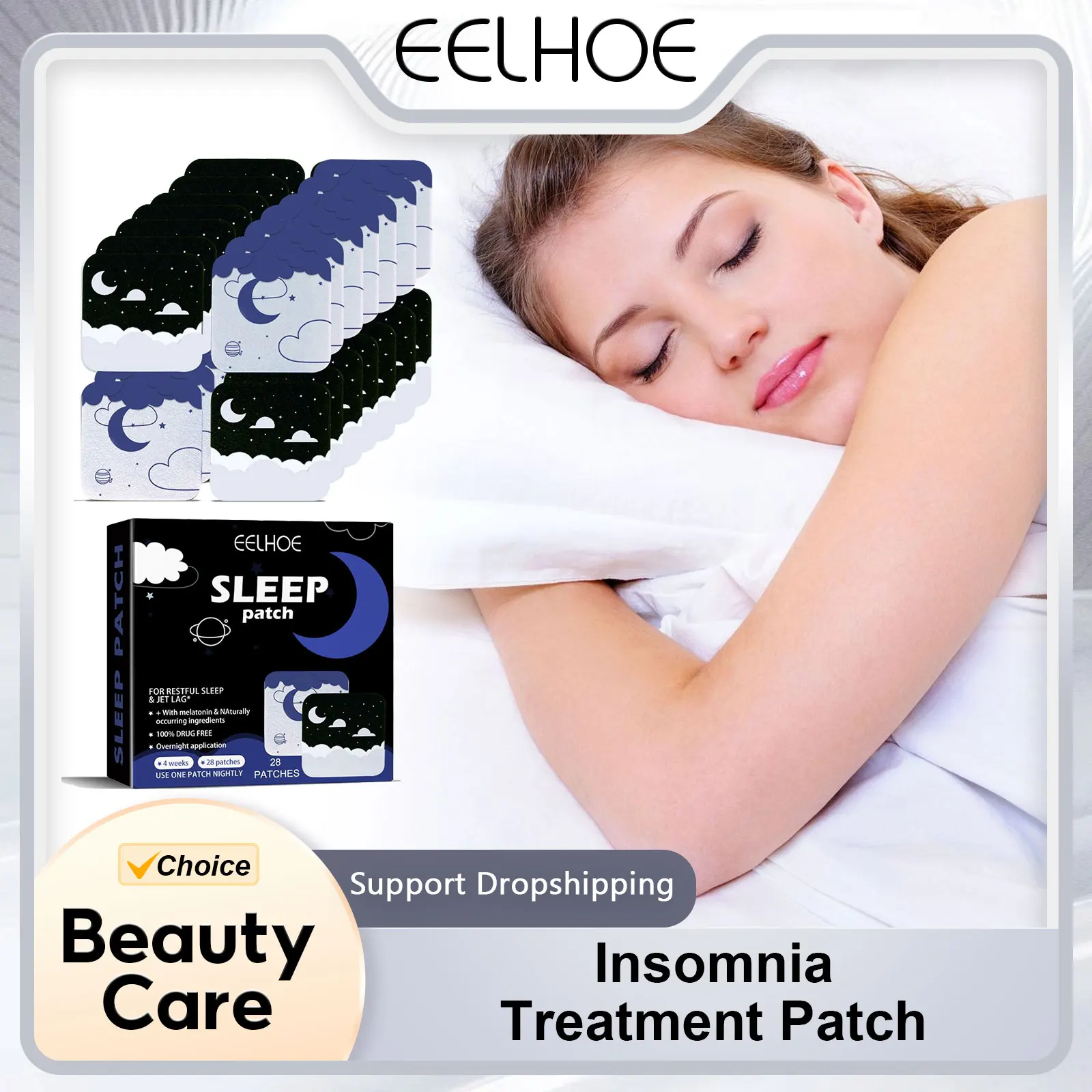 

EELHOE Insomnia Treatment Patch Relieve Anxiety Decompression Improve Sleep Quality Soothing Body Relax Help Sleep Sticker 28PCS