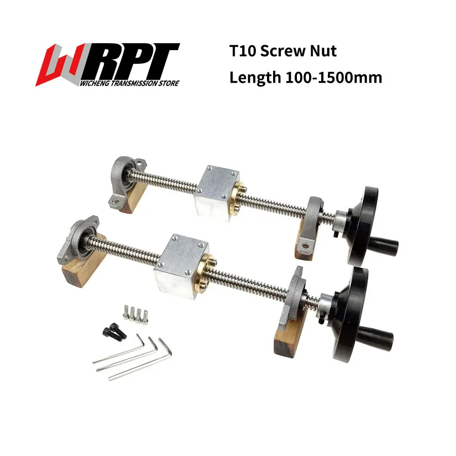

T10 Lead Screw Diameter 10MM Trapezoidal Screw Nut Screw Set handwheel With Nut Holder Vertical Kit Lead 1/2/4/8/12/14mm