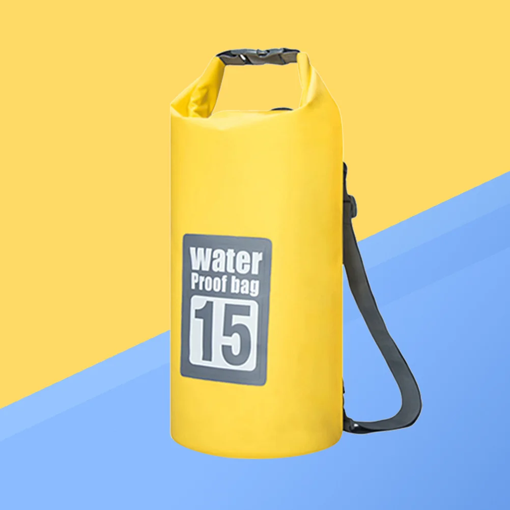 حقيبة جافة مقاومة للماء PVC لفة 15L كيس ضغط عالي القوة خفيف الوزن حقيبة ظهر جافة لقوارب الكاياك والقوارب والمشي لمسافات طويلة والتخييم #6