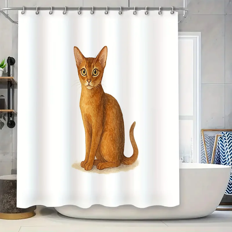 

Занавеска для душа с изображением кота, милый котенок, декор для ванной комнаты, фермерский дом, животные, узор, водонепроницаемая тканевая подкладка для душа для дома