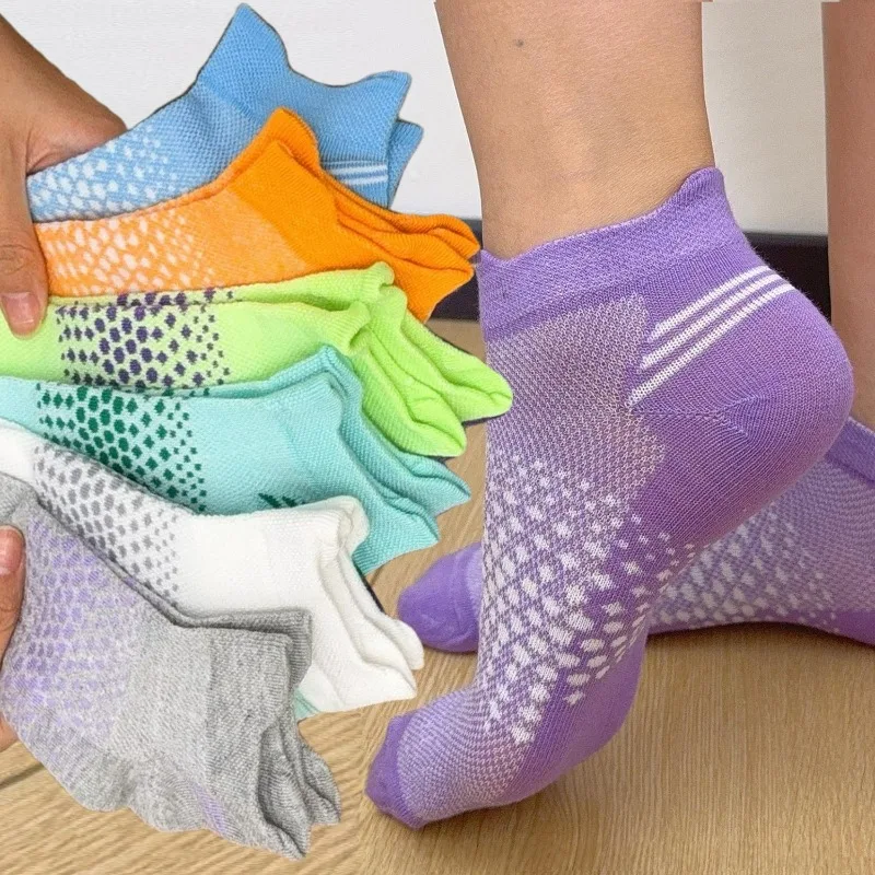 1/5pairs Running Socks Men Women Cushioned Athletic Ankle Socks Arch Support Anti Blister Breathable Low Cut Sport Socks Outdoor