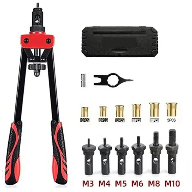 AB66-Aluminum Alloy Manual Rivet Gun Kit, For Fastening Pull Riveting Tool,For Metal Sheet Pipe Assembly