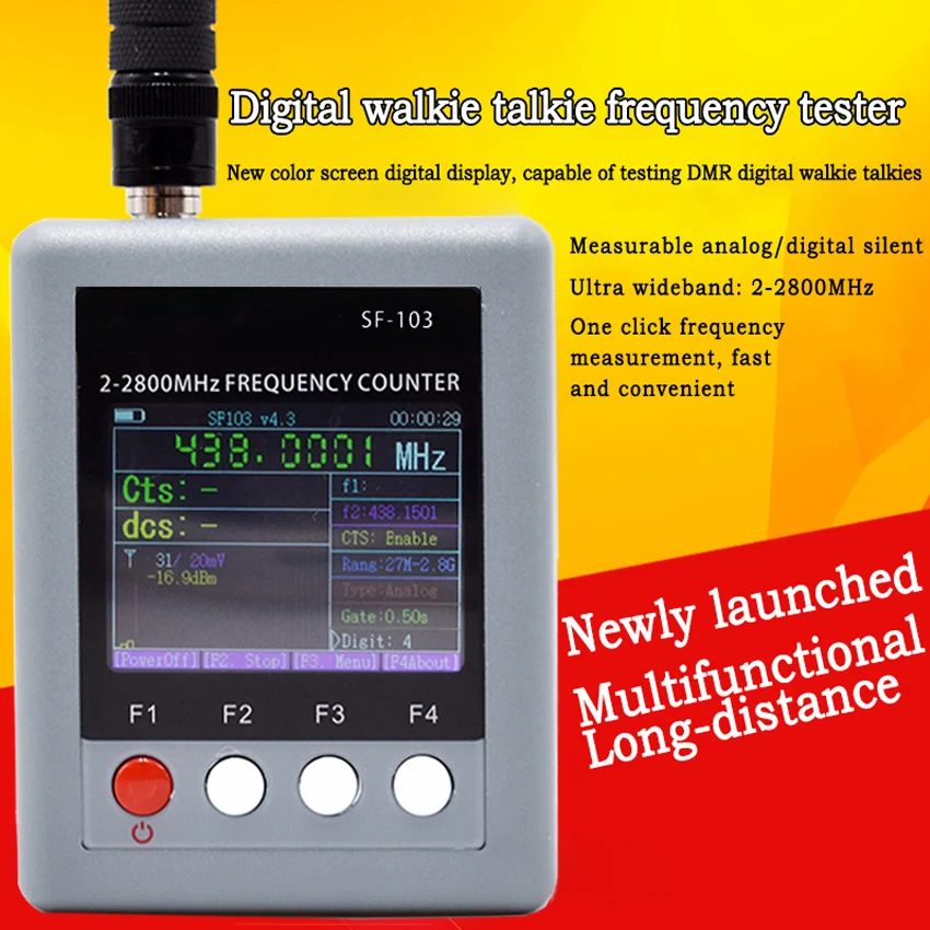 Digital Frequency Counter CTCSS/CDCSS Frequency Meter Wide Range Frequency SF-103 DMR  Signal Testable  2MHz-2800MHz