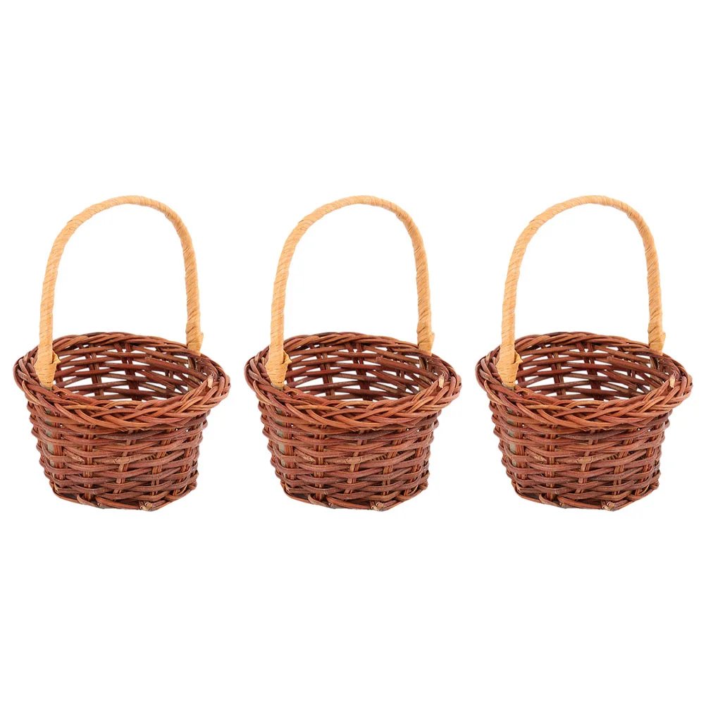 

3 Pcs Miniature Baskets 8cm Height 5cm Diameter Handmade Woven Decorative Storage Baskets Kids Gifts Mini House naments