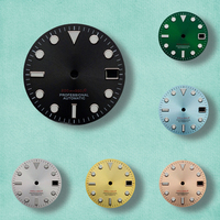 28.5mm S Logo SUB Sunburst Dial Fit NH35/NH36/4R/7S Movement Green Luminous Diving High-Quality Watch Modification Accessories