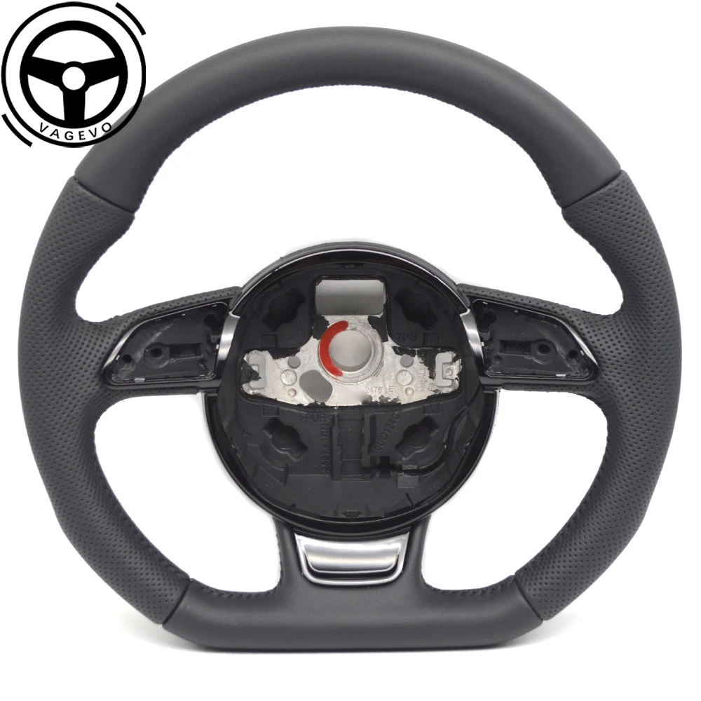 

For Audi A3 A4 A5 A6 A7 Q3 Q5 Full perforated leather flat bottomed sport black line steering wheel