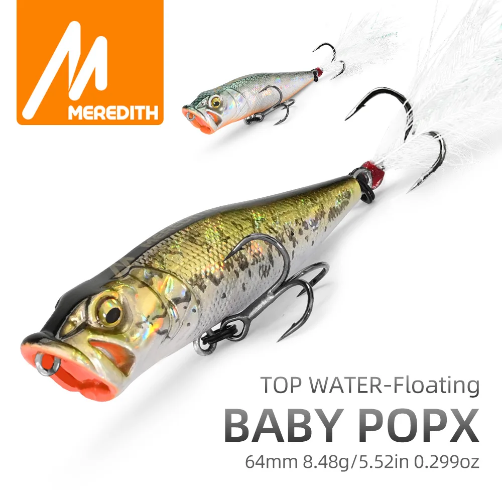 

MEREDITH Popper Fishing Lure 64mm 8.48g Topwater fishing lure Artificial Hard Bait Fishing for Bass Perch Pike Fishing Lure