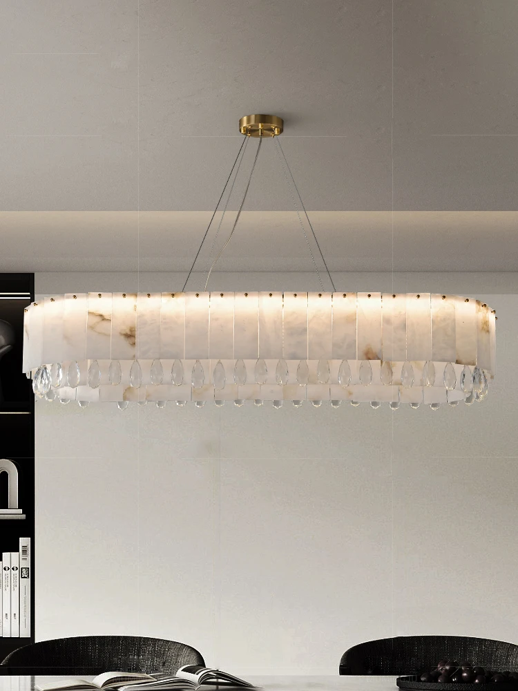 

Modern K9 Crystal Mixed Marble Ceiling Chandelier Lighitng Creative Design Home Decor Lustre Hanging Lamps for Dining Room