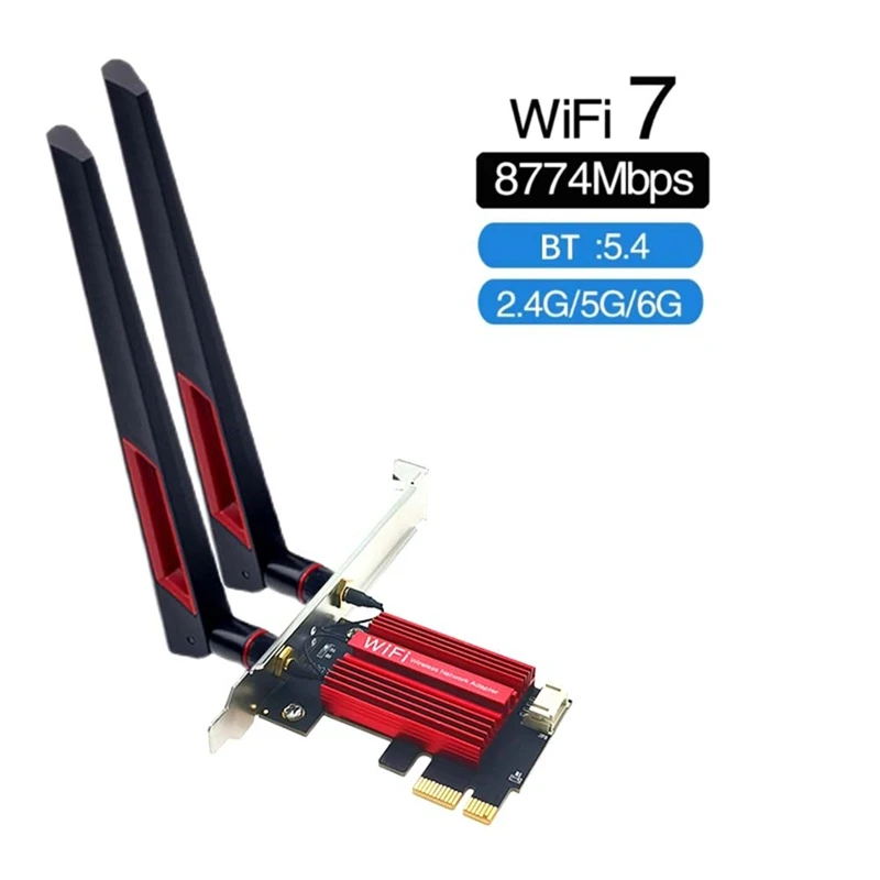 For  BE200 PCIE Wifi Adapter Wifi 7 8774Mbps Bluetooth 5.4 Gaming PC 2.4G/5G/6Ghz Wireless Network Card(8DB) Easy To Use